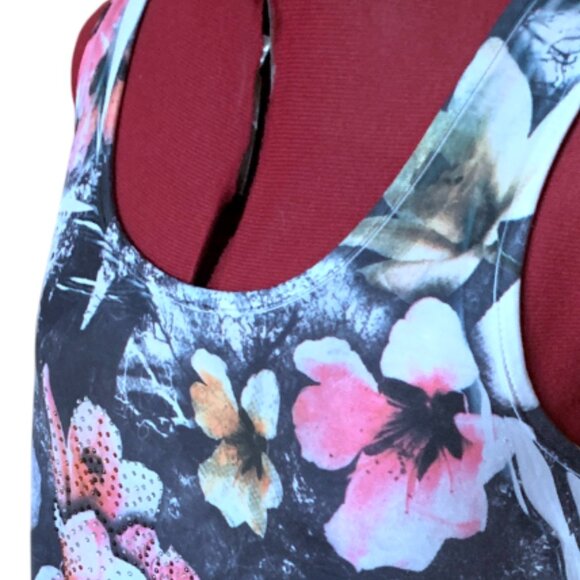 NWD - Floral Sleeveless Top - Black and Pink with rinestone details - Medium - Picture 4 of 8